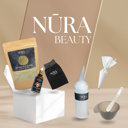 Coffret routine 60 jours / Poudre de jujubier 100g +
Huile d'argan 50ml NURA BEAUTY + Accessoires