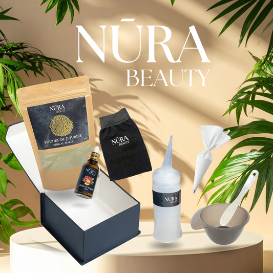 Coffret routine 60 jours / Poudre de jujubier 100g +
Huile d'argan 50ml NURA BEAUTY + Accessoires