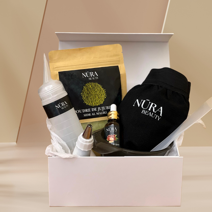 Coffret routine 60 jours / Poudre de jujubier 100g +
Huile d'argan 50ml NURA BEAUTY + Accessoires