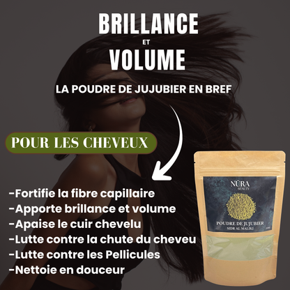 Coffret routine 60 jours / Poudre de jujubier 100g +
Huile d'argan 50ml NURA BEAUTY + Accessoires